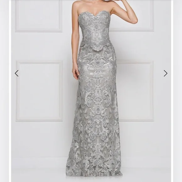 Rina diMontella lace strapless gown, size 8 - Picture 1 of 11